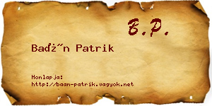 Baán Patrik névjegykártya