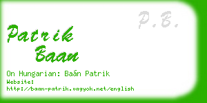patrik baan business card